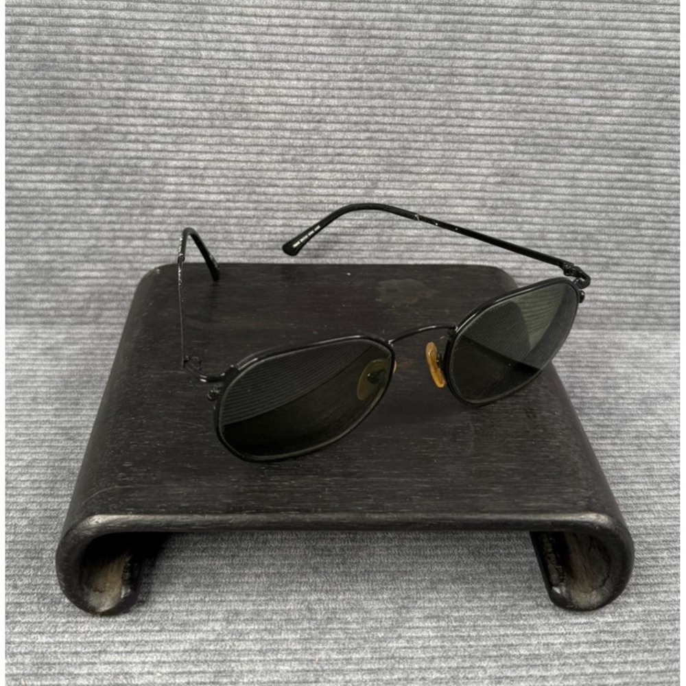 Salty Dog Black Geometric Metal‎ Frame Sunglasses Green/Black Tint Lens Vintage